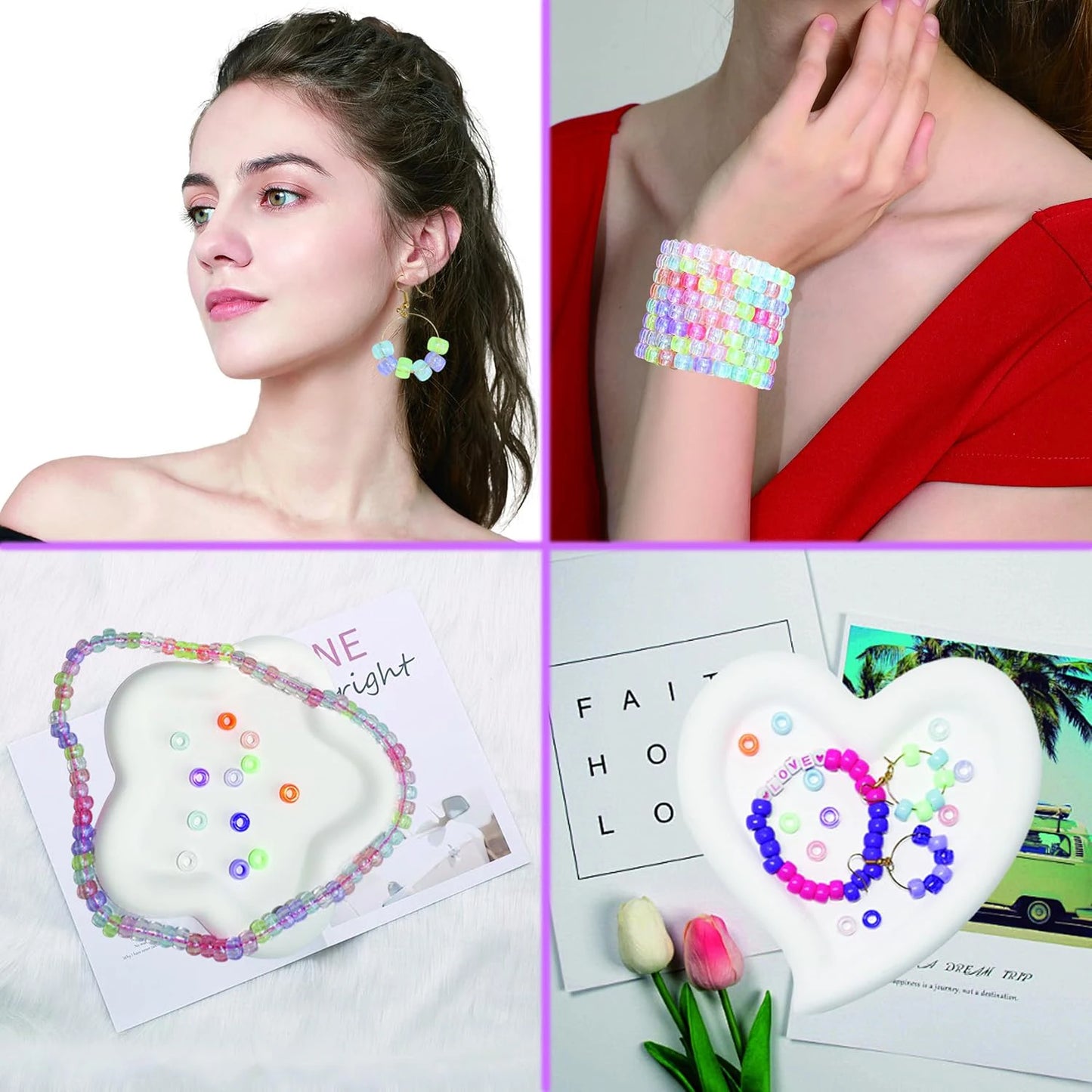 1100pcs Bracelet Making Kit Pony Beads  Polymer Clay Beads Beads Letter Beads For Jewelry Making DIY Arts Earring
