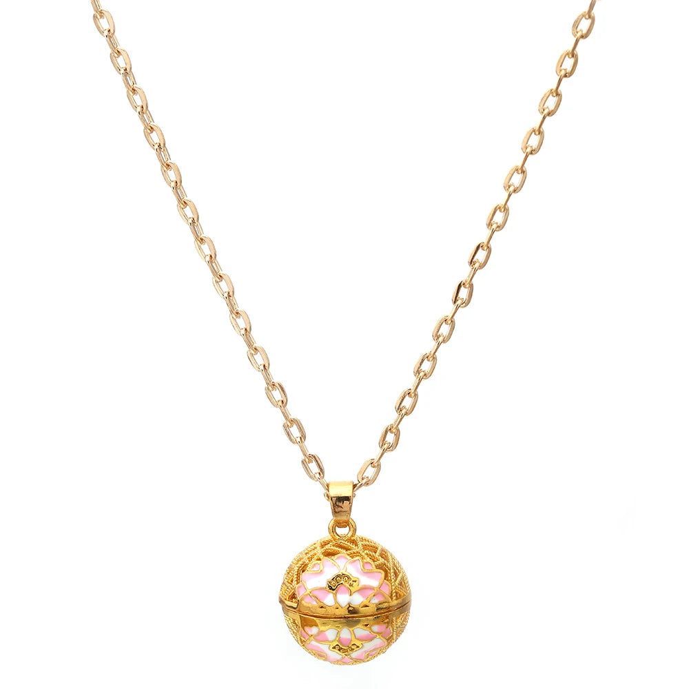 Gradient Cloisonne Aromatherapy Hollow Cage Necklace Essential Oil Diffuser Locket Pendant Music Ball Simple Women Jewelry Gift