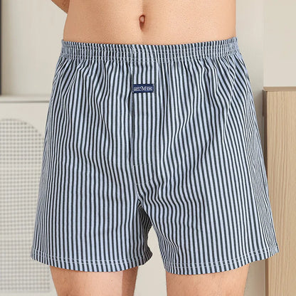 Plus Size Aro Pants Men's Pure Cotton Stripe Underwear Youth High Waist Loose Flat Corner Pants Breathable Casual Trousers M-3XL