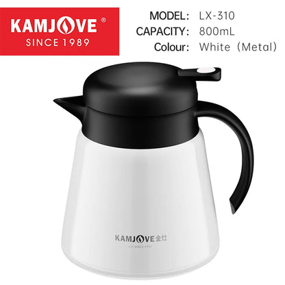 KAMJOVE Insulated Kettle Household Warm Keeping Pot White Tea Teapot 316 Stainless Steel Teapot Hot Water Bottle Soft Pot 800ml