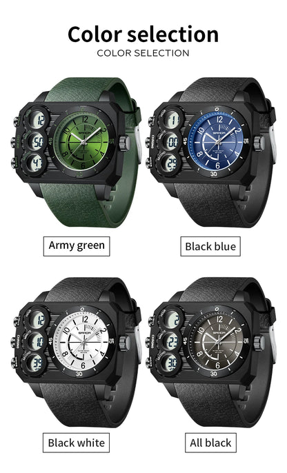 SANDA Fashion Electronic Watch Outdoor Sports Multi functional Waterproof Night Light Dual Display Men's Electronic Watch 6237