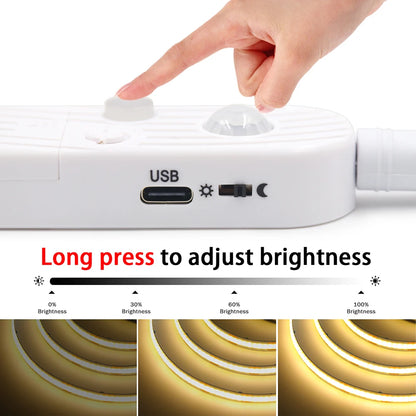 5V Motion Sensor LED COB Light Strip Human Induction USB/Battery Powered Flexible Lamp Under Cabinet Stairs Wardrobe Nightlights