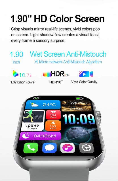 2025 New Smartwatch Men Android IOS Phone 1.9"HD Screen Bluetooth Call Heart Rate Monitoring Sports Waterproof Smart Watch Women