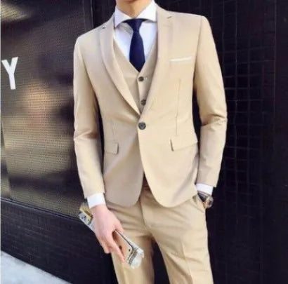 Business Casual Men's Two-Piece Suit Set Wedding Groomsmen Pure Color Formal Wear Spring Summer Autumn Winter New Arrival