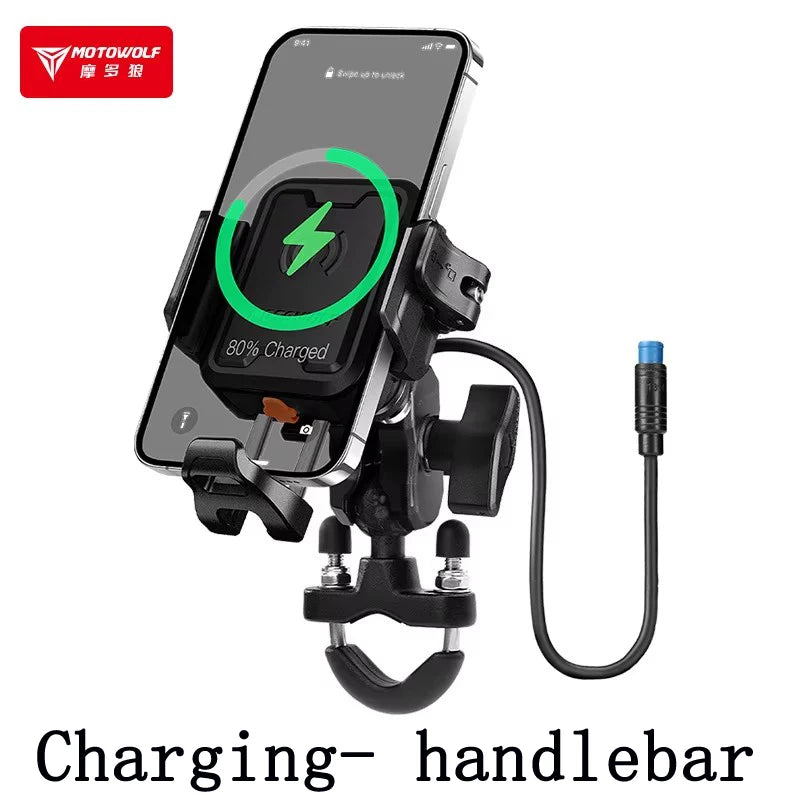 MOTOWOLF Motorcycle Riding Shock-Absorbing Phone Holder Type-c Charger Adjustable Anti-Theft Quick Release Navigation Bracket