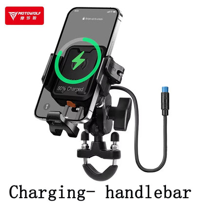 MOTOWOLF Motorcycle Riding Shock-Absorbing Phone Holder Type-c Charger Adjustable Anti-Theft Quick Release Navigation Bracket