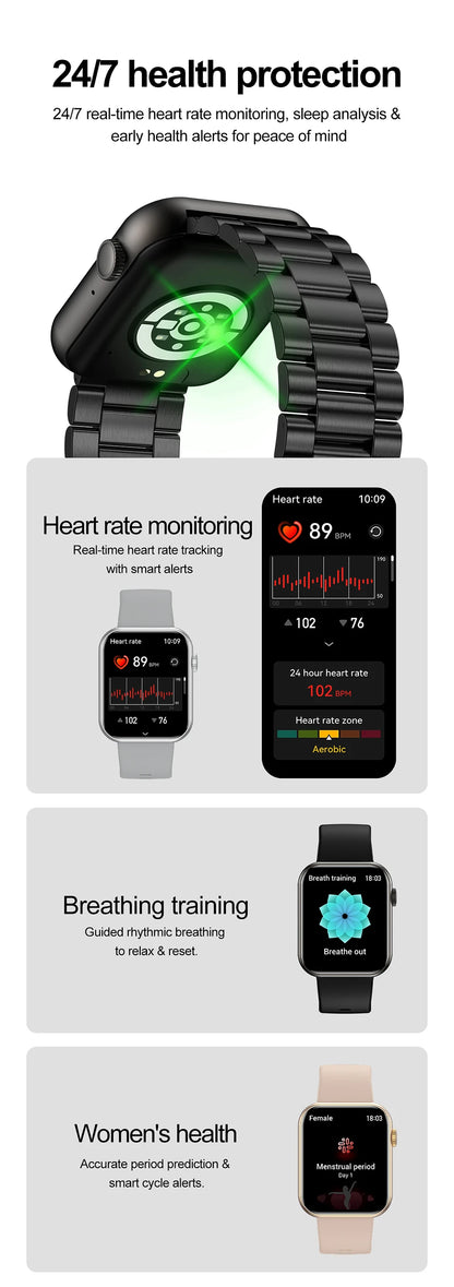 2025 New Smartwatch Men Android IOS Phone 1.9"HD Screen Bluetooth Call Heart Rate Monitoring Sports Waterproof Smart Watch Women