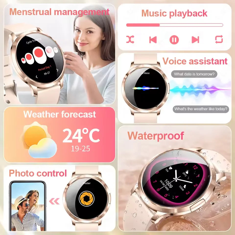 2025 New Smart Watch For Women Gift 1.32 Inch Full Touch Screen Sports Fitness Watches Bluetooth Calls Digital Smartwatch Ladies