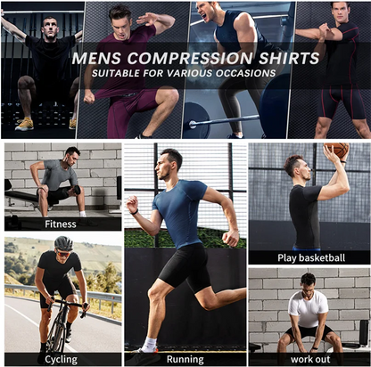 Compression Shirts Men's Rashguard Quick Dry Gym Fitness Shirts Spring Beach Surfing Athletic Sport Running Workout Tops Tees