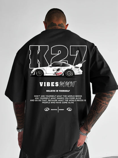 Super Cool Fashion Sports Car Graphic T-shirt Summer Men's 100% Cotton Round Neck Tops Casual Loose Hip-hop Streetwear
