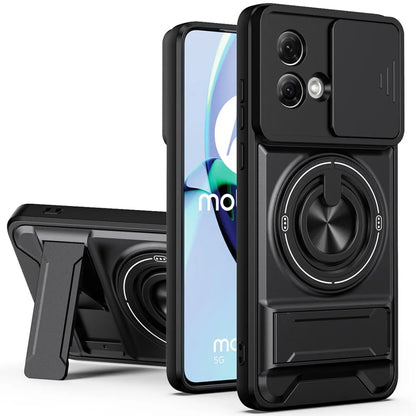 Armor Case For Motorola Edge 50 Fusion Case Shockproof Slide Lens Protector Phone Cover For Moto Edge 50 Fusion Case With Ring