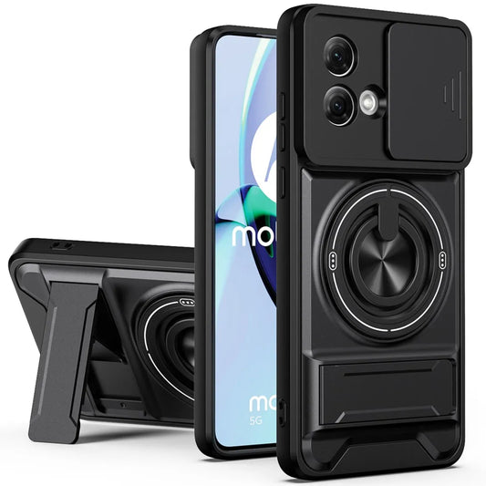Armor Case For Motorola Edge 50 Fusion Case Shockproof Slide Lens Protector Phone Cover For Moto Edge 50 Fusion Case With Ring