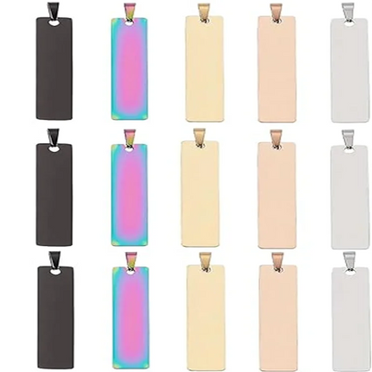 10PCS Blank Rectangle Dog Tag Stainless Steel Pendant Necklace Military Soldiers Metal Stamping Blanks Tags Wholesale