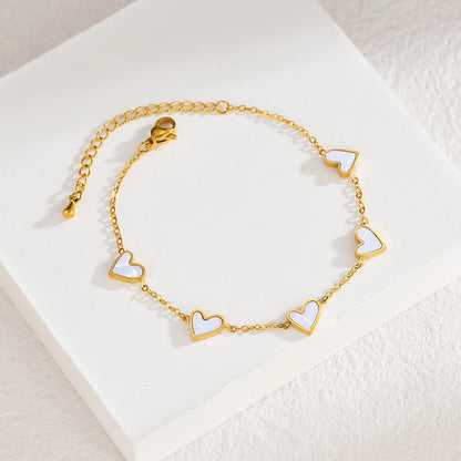 Romantic Heart Love Bracelet for Women Multi-color Stainless Steel Bracelet Gold Plated Luxury Wrist Chain Jewelry Girl Gifts