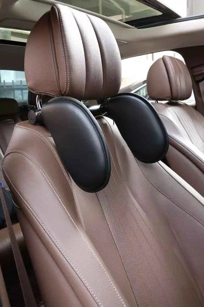 Ergonomic 360° Adjustable Auto Cervical Pillow with Memory Foam & Side Pads One-Click Sleep Headrest for Car Travel BMW Benz
