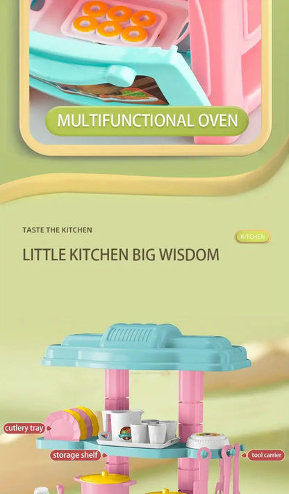 Mini Kitchen Counter Play Set DIY Simulated Cooking Food Tableware Play House Role Play Pretend Game Toy Gift Kid Boy Children