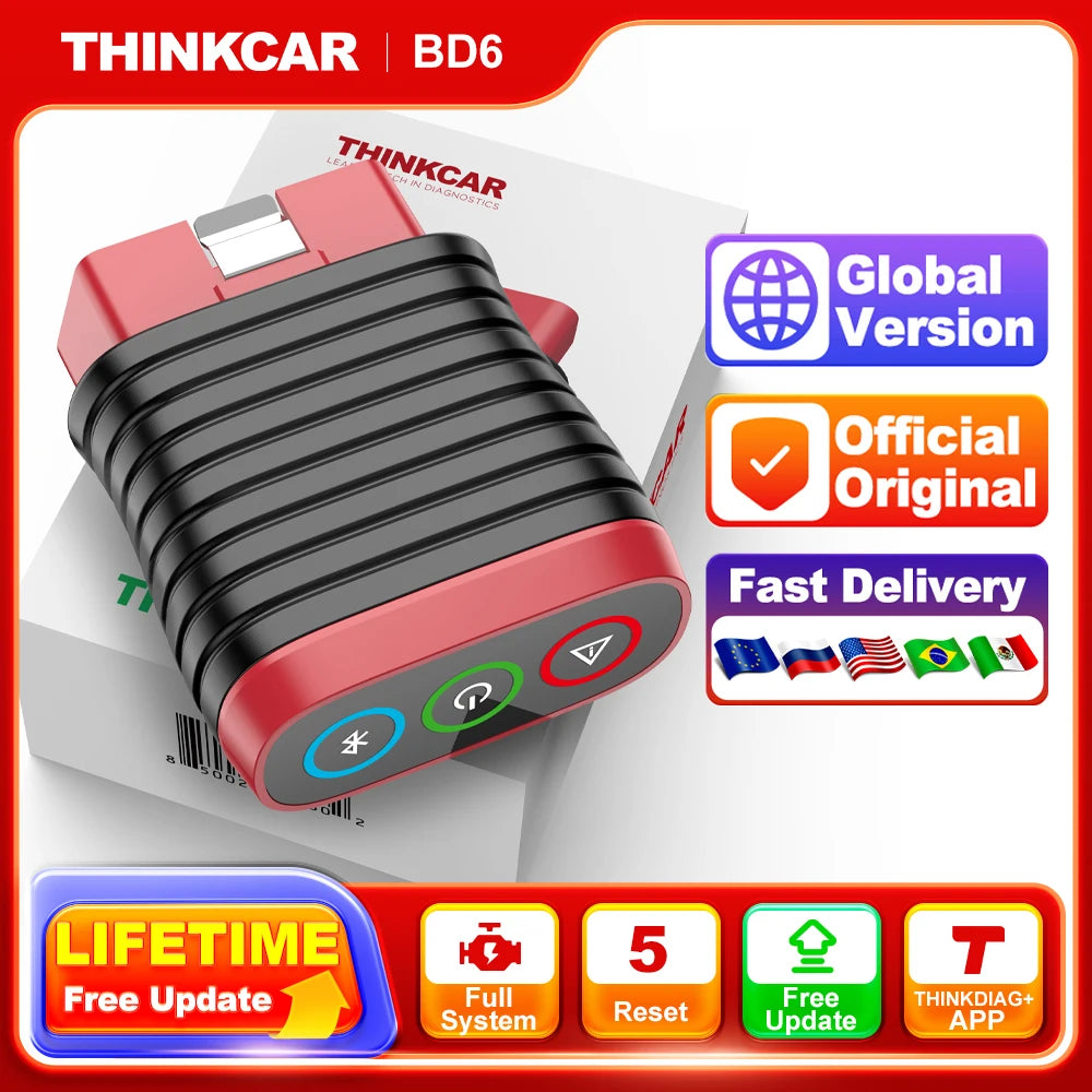 THINKCAR BD6 OBD2 Scanner Full System Diagnostic OIL IMMO ETS BLEED Brake Reset Lifetime Free All Auto Car Via THINKDIAG APP