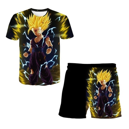 Fashion Dragon Ball Z Tshirt Set Kids Vegeta Boys Clothes Girls Mens Women T-shirt Suit Trucksuit Clothes 3d Goku Short Sleeve