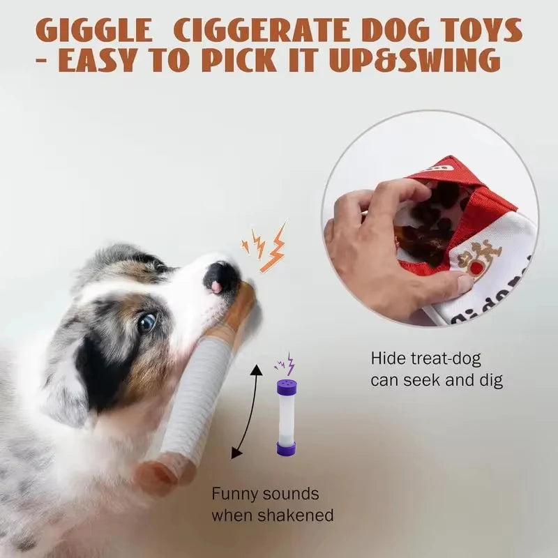 Funny Plush Interactive Cigarette Dog Toy - Good for Chewing A Giggle Gift Box for Dogs Who Love to Play! Accessories Toys Pet
