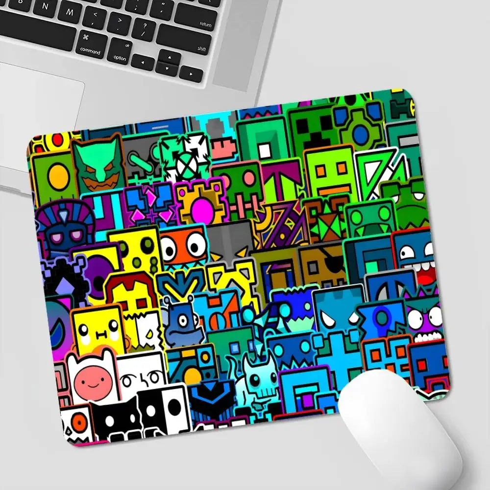 Cartoon Geometry Dash Video Game Office Student Gaming Thickened Large Pad Non-slip Cushion Mouse Pad for PC Computer Table