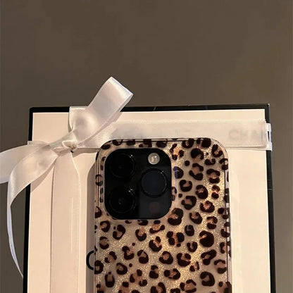 Cute Leopard Print Clear Phone Case For iPhone 16 15 14 13 12 11 Pro Max 16E XS XR X 7 8 Plus SE Shockproof Silicone Soft Cover