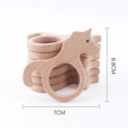 10pc Baby Wooden Teether Beech Bee Pacifier Teeth Pendant Wooden Baby Gym Toys Montessori Animals Baby Products Newborn Gift Kid