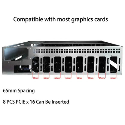 Computer 8X PCIE Frame Chassis Case with Motherboard CPU DDR3 4GB