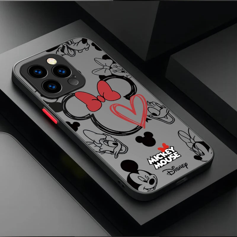 Disney Mickey and Minnie Logo Hard Phone Case For iPhone 17 Air 15 16E 16 14 13 12 11 Pro Max XR 7 8 Plus SE 2020 Bumper Cover