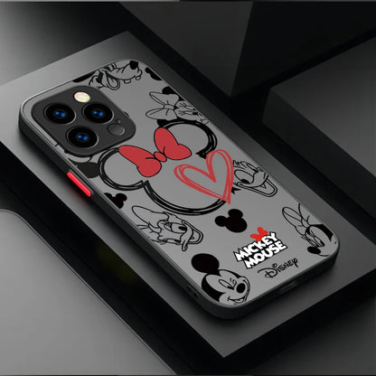 Disney Mickey and Minnie Logo Hard Phone Case For iPhone 17 Air 15 16E 16 14 13 12 11 Pro Max XR 7 8 Plus SE 2020 Bumper Cover