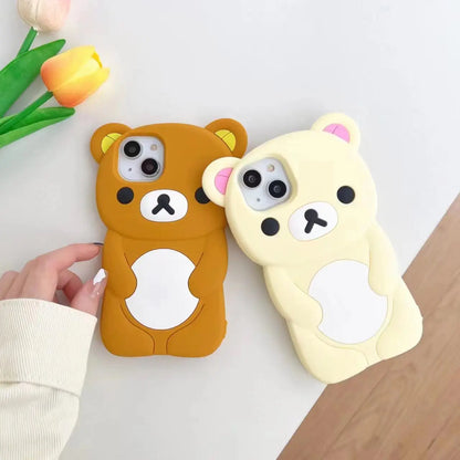 Cute Rilakkuma Bear Phone Case For iPhone 17 16 15 14 13 12 11 Pro Max Plus X XR XS Max 6 7 8 Plus Cartoon Silicone Back Cover