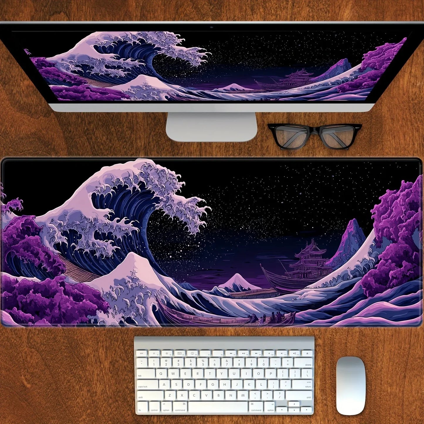 Japanese Cherry Blossom Wave Mouse Pad Purple Gaming XL Home New HD Mousepad XXL Non-Slip Office Keyboard Carpet Laptop Mice Mat