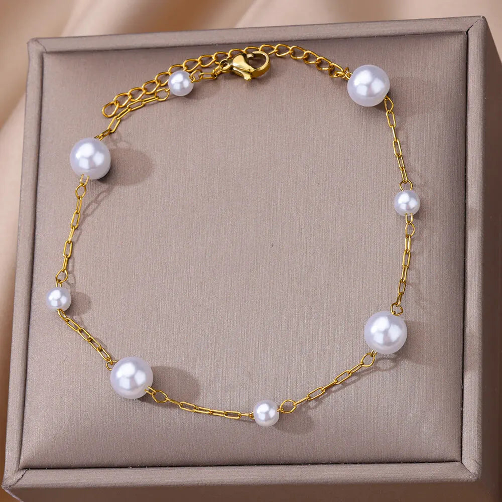 Zircon Cross Anklets For Women Gold Color Stainless Steel Cross Anklet Double Chain Summer Beach Party Jewelry Gift Accessories