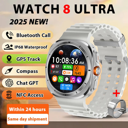 Smart Watch 8 Ultra New Color Matching GPS Compass Smartwatch Bluetooth call NFC IP68 Waterproof Health monitoring Reduction100%