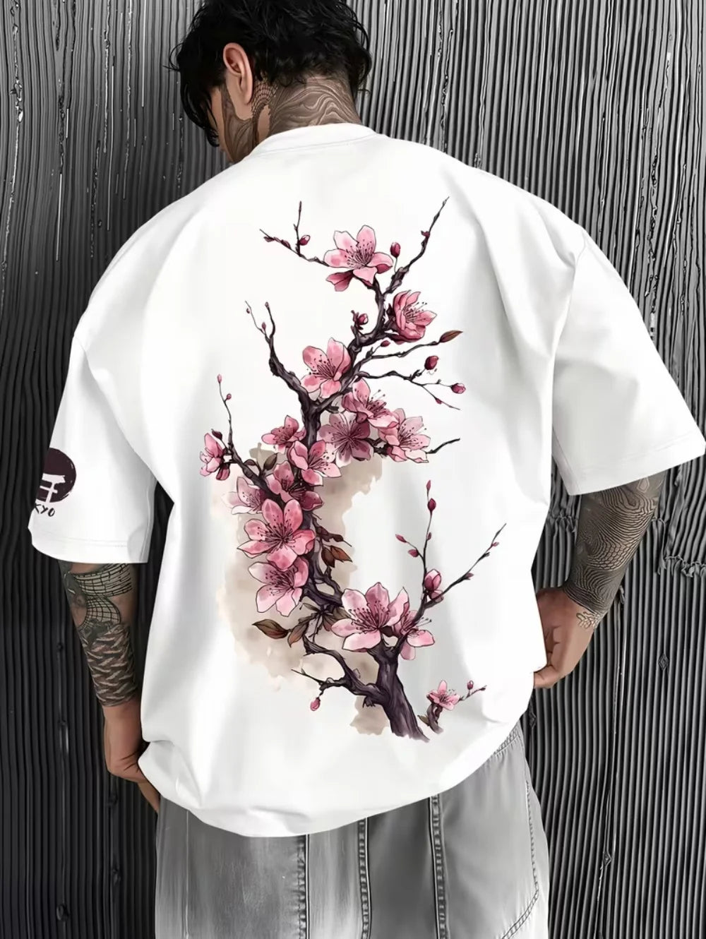 Men's T-Shirts Fuji Mountain Cherry Blossom Print Summer Autumn Harajuku Daily Sports Comfortable Casual Loose Short-Sleeve Top