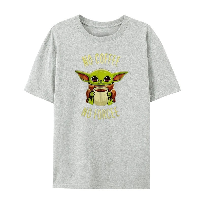 2025 Summer Cotton T-Shirt Marvel Yoda Baby Short Sleeve Loose and Versatile for Men and Women