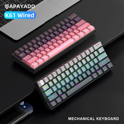 Mechanical keyboard APAYADO Wired Gradient 60% keyboard RGB Backlit 61 Keys gaming accessories Mini Layout for PC/Laptop