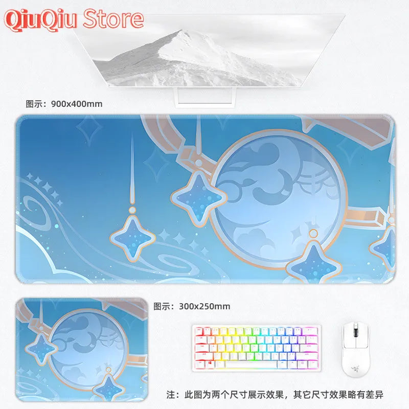 Genshin Impact Postcard Mouse Pad Large Custom Computer Keyboard Game Pads Home Office Desktop Mat