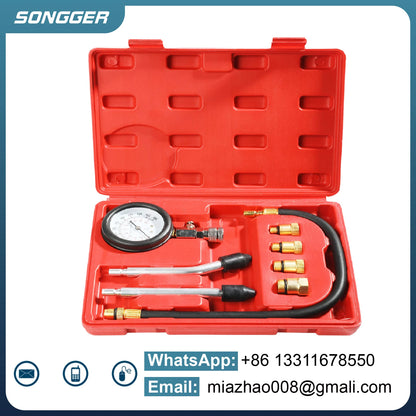 Cylinder Compression Tester Kit 0-300 PSI Dual Scale Quick Coupler Brass Fittings Gauge Engine Diagnostic Tool Car Motorcycle