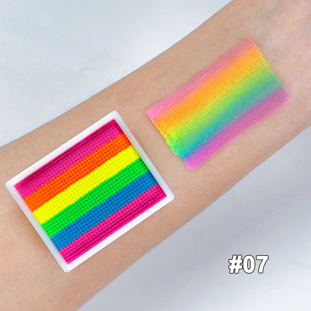 UV Glow-in-the-Dark Rainbow Water Activated Face Body Paint Fluorescent Neon for Masquerade Halloween Christmas Music Festival