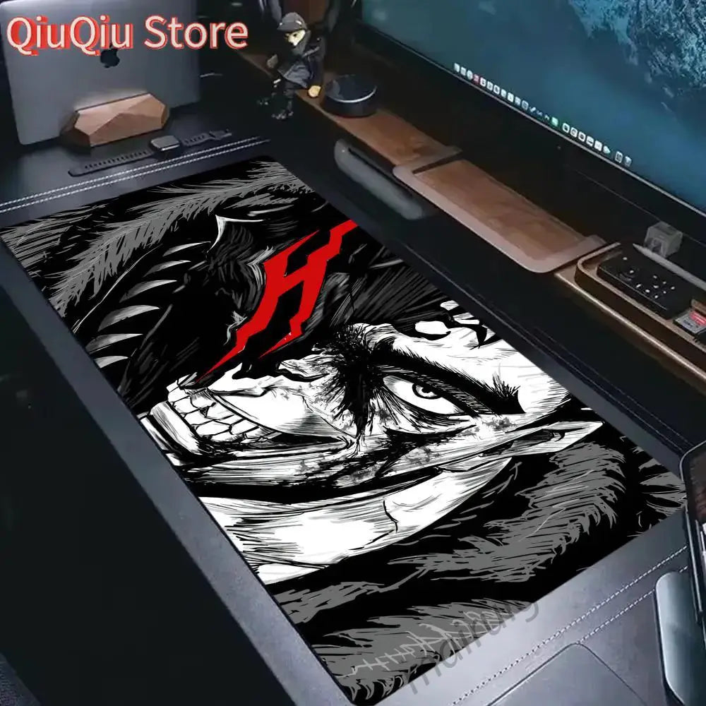Berserk Guts Anime Mouse Pad Large Computer Office Game Table Mats XXL Rubber Anti-slip Gaming Keyboard Mousepads Long Desk Pads
