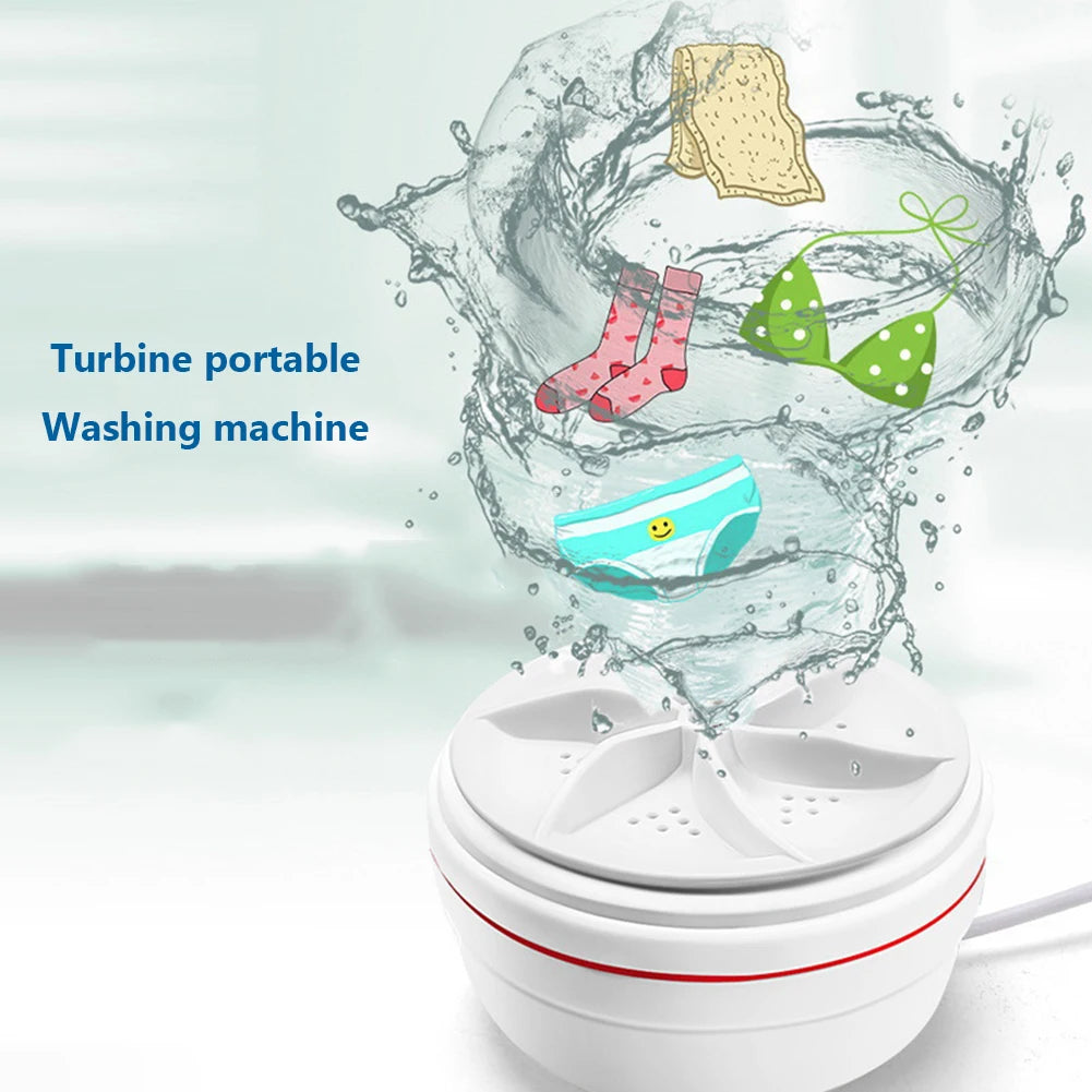 Portable Ultrasonic Turbo Washer Removes Dirt Cleaning Washing Machine Rotating Ultrasonic Turbo Washing Machine for Home Travel