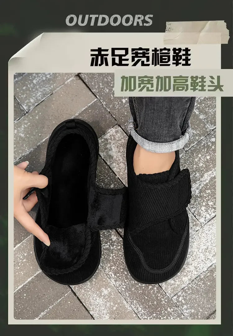 Wide Footed Shoes Winter Suede Casual Shoes Men Anti Slip Sole Loafers Women Minimalist Style Snow Comfortable Thick Soled Shoes