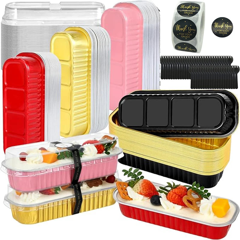 Mini Loaf Pans Rectangle Aluminum Foil Baking Pan Mini Bread Container Heat-Resistant Cake Pans Bread Containers Muffin Tins