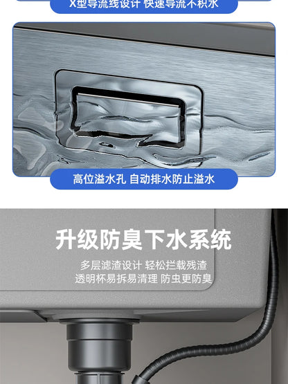 Kitchen 304 Stainless Steel Sink Vegetable Basin Large Sink Household Kitchen Vegetable Basin Countertop Dishwasher