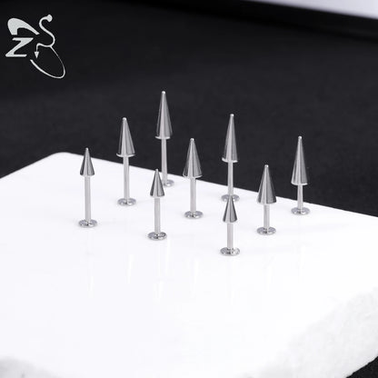 ZS 3pcs/lot 16g Cone Spike Labret Stud Surgical Steel Cartilage Earrings Black Color Barbell Piercing Tragus Helix Rook Jewerly