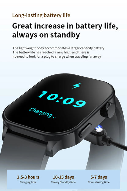 LIGE NEW Smart Watch Daily Monitoring Voice Assistant Wireless Call Notification Music Control Men Women Waterproof Smartwatch