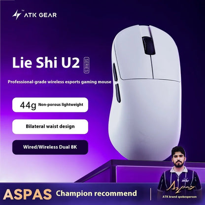 New Atk Lietong U2 Lightweight Wireless Bluetooth Mouse For Gaming Computer Office Ergonomic Design Triple Mode Specialty Mouse