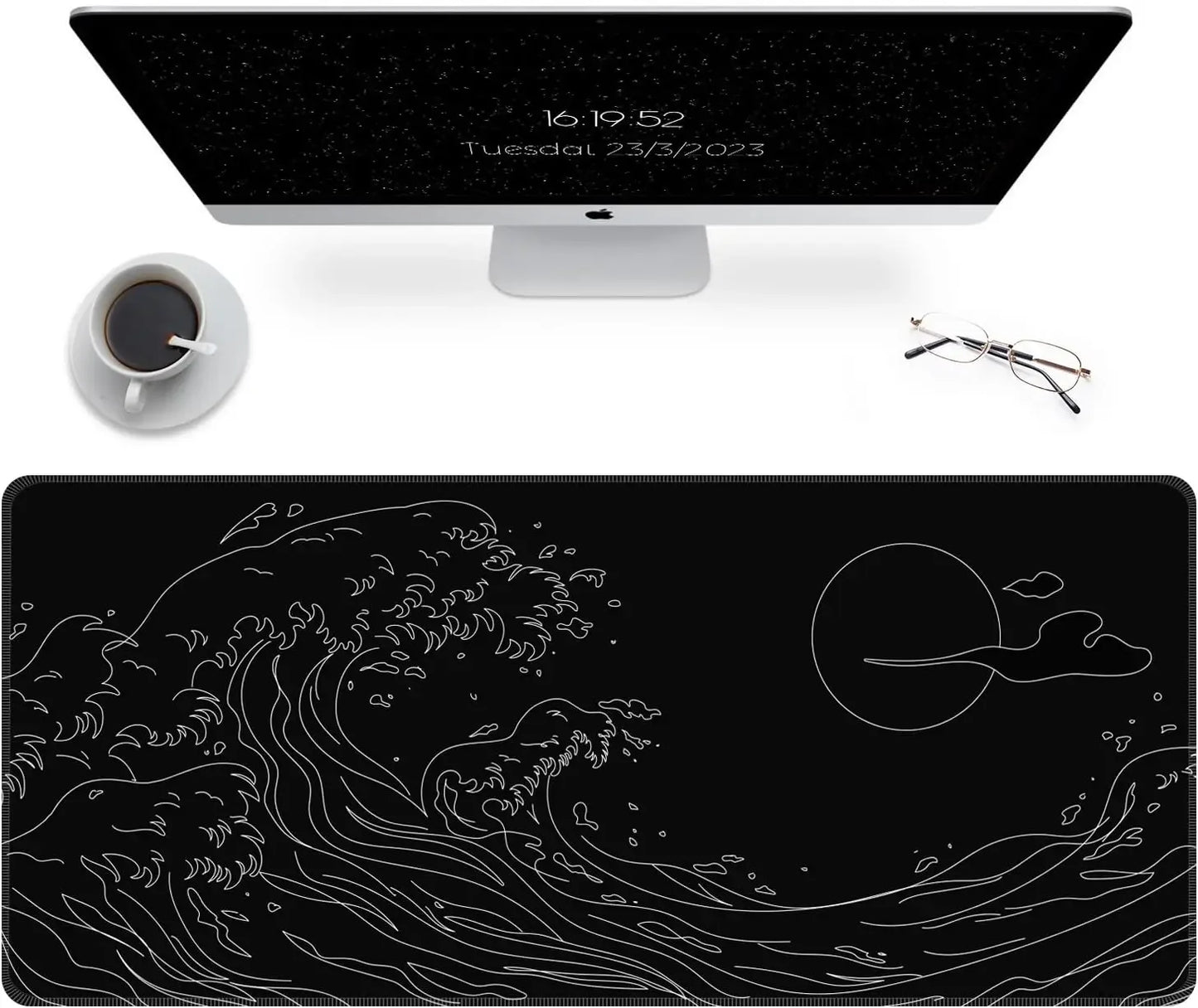 XXL Mouse Pad Sea Wave Gaming Mouse Pad Waterproof Mousepad Extended Large Mouse Mat Desk Pad Laptop Desk Mat Office and Home
