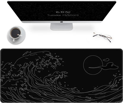 XXL Mouse Pad Sea Wave Gaming Mouse Pad Waterproof Mousepad Extended Large Mouse Mat Desk Pad Laptop Desk Mat Office and Home