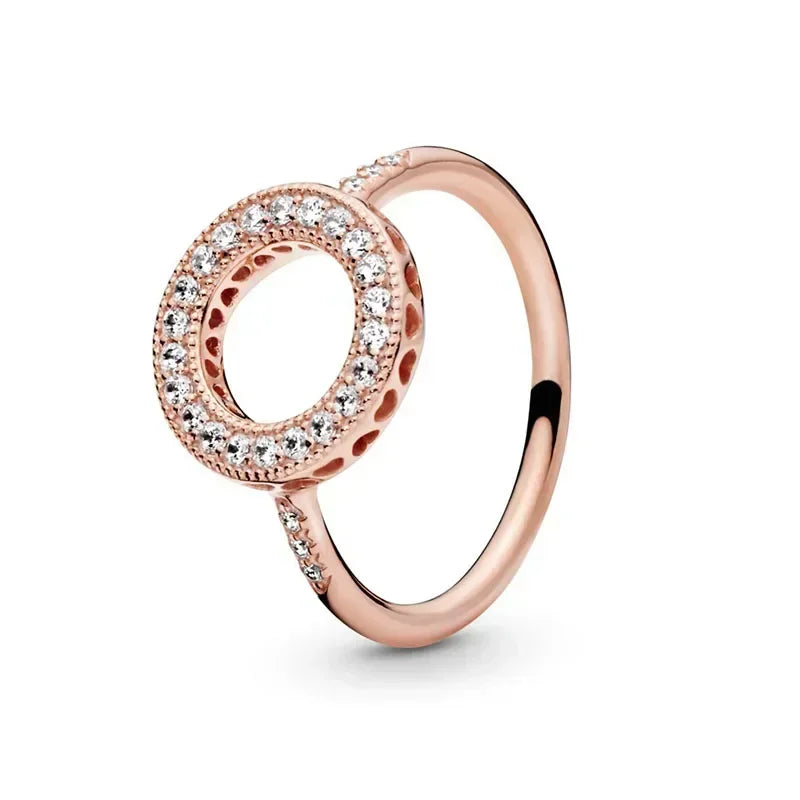 New 925 Sterling Silver Rose Gold Ring Hot Selling, Sparkling, Fashionable and Charming Crystal Ring, Women's Birthday Jewelry